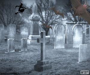 пазл Могилы на кладбище, Хэллоуин